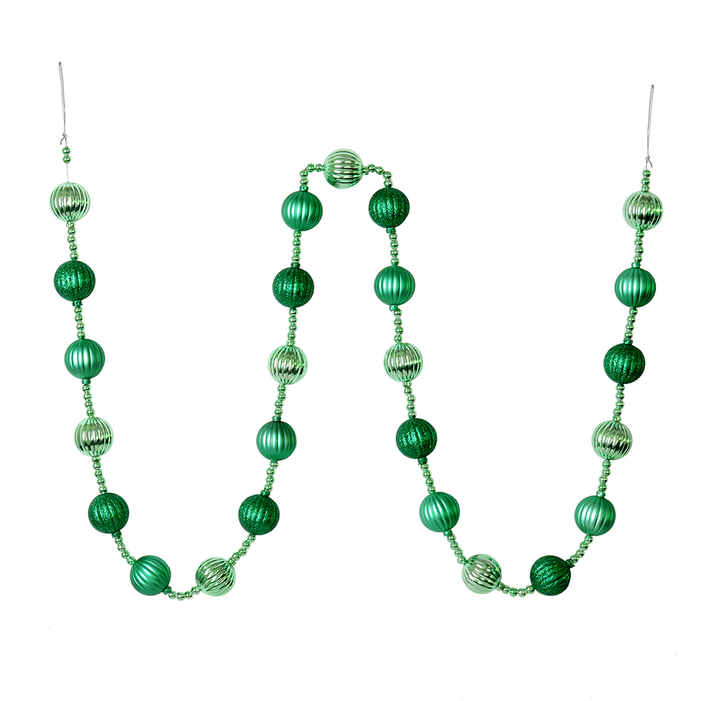 M183544 6 ft. Seafoam Green Stripe Ball Garland