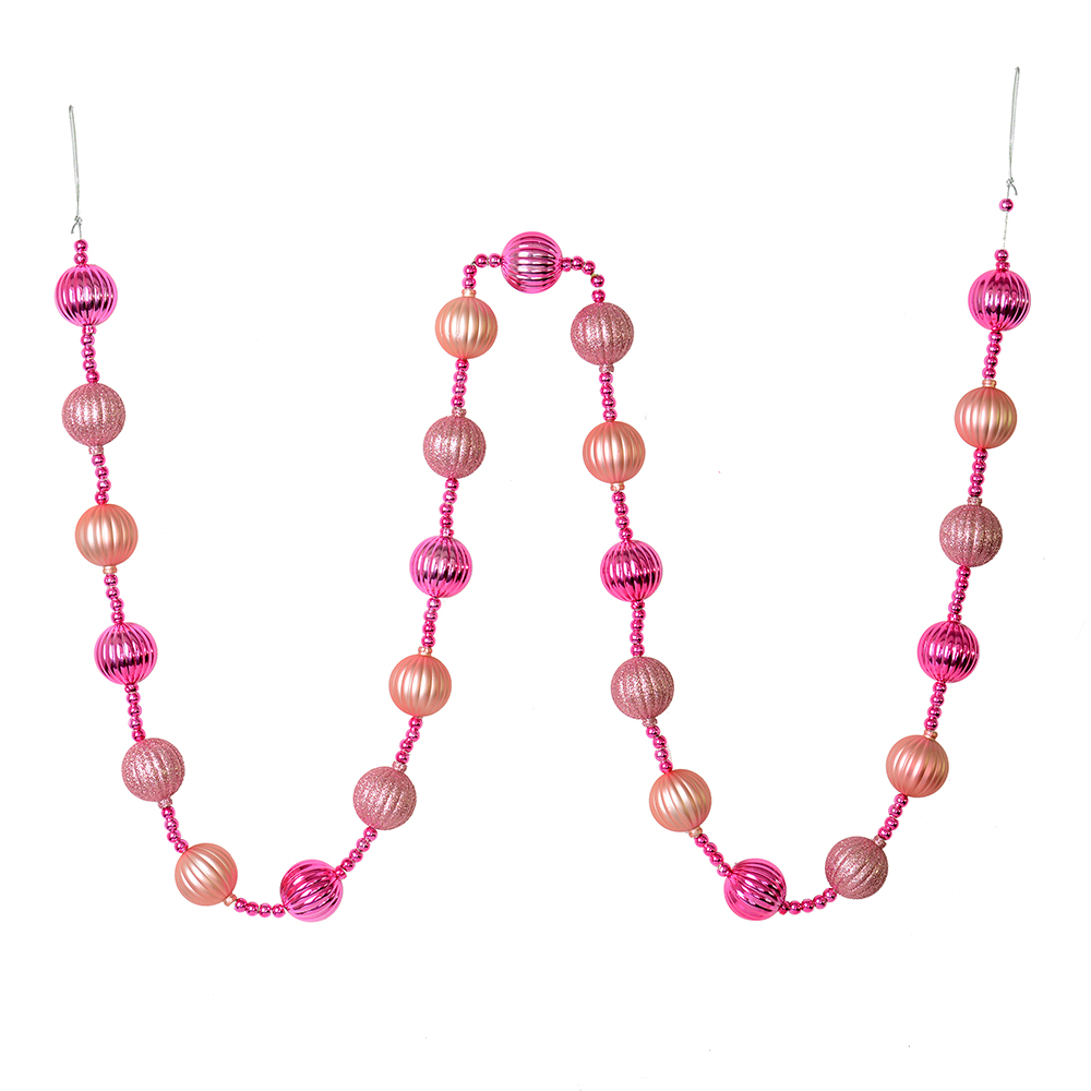 M183545 6 ft. Mauve Stripe Ball Garland