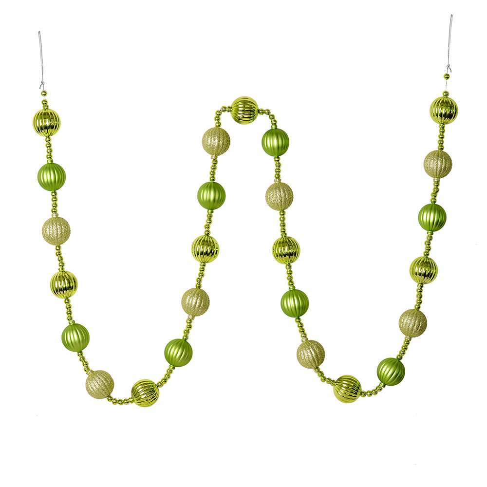 M183554 6 ft. Celadon Stripe Ball Garland