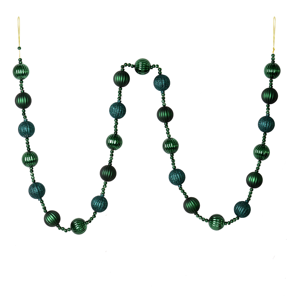 M183562 6 ft. Sea Blue Stripe Ball Garland