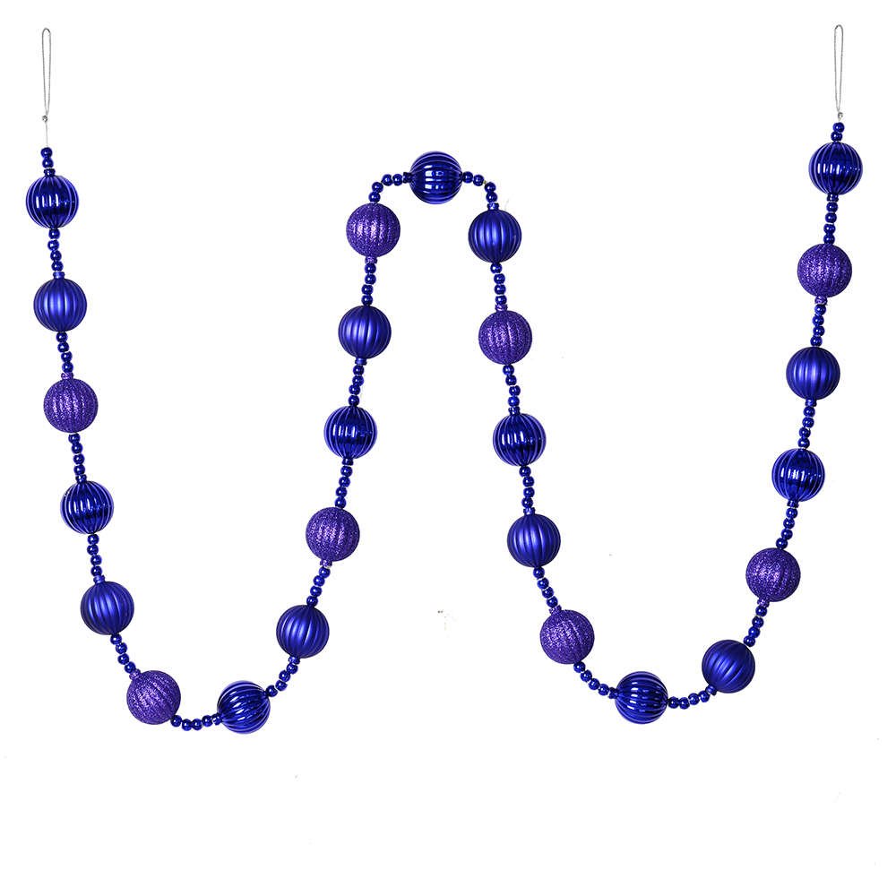6 ft. Purple Stripe Ball Garland