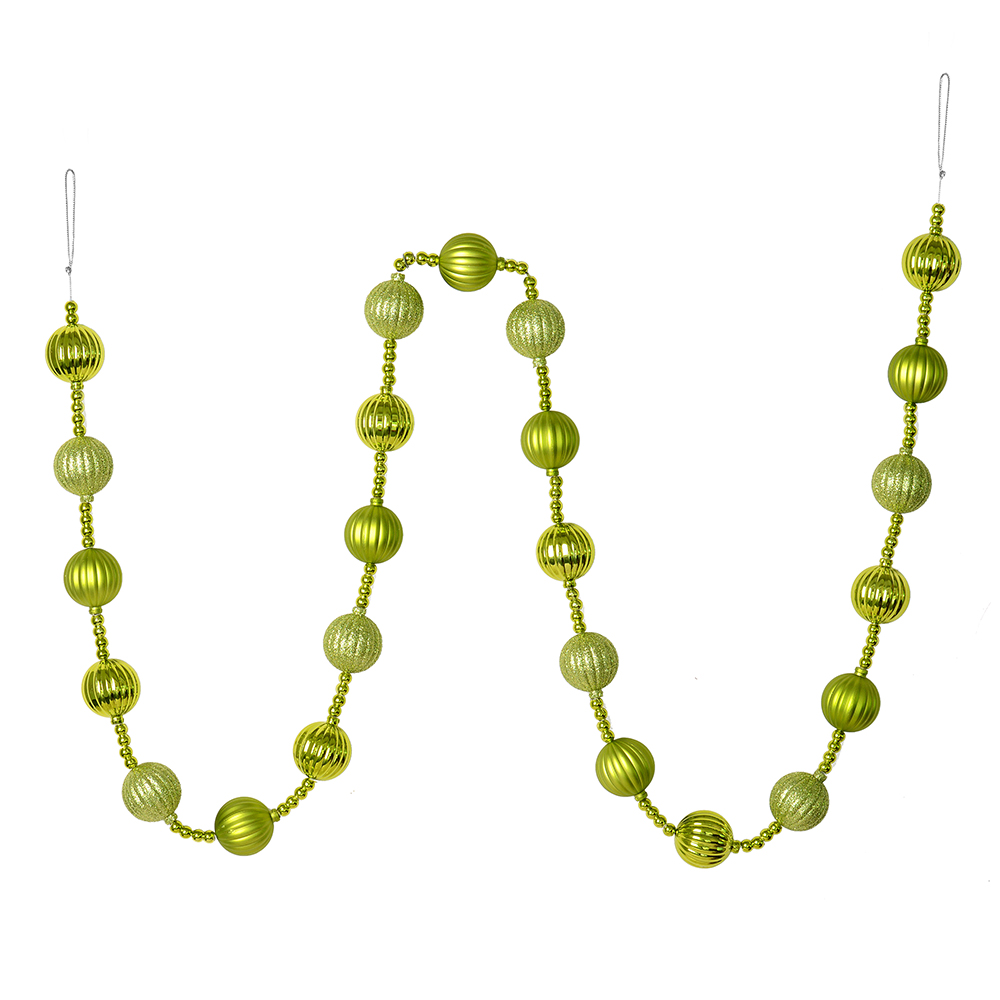 M183573 6 ft. Lime Stripe Ball Garland