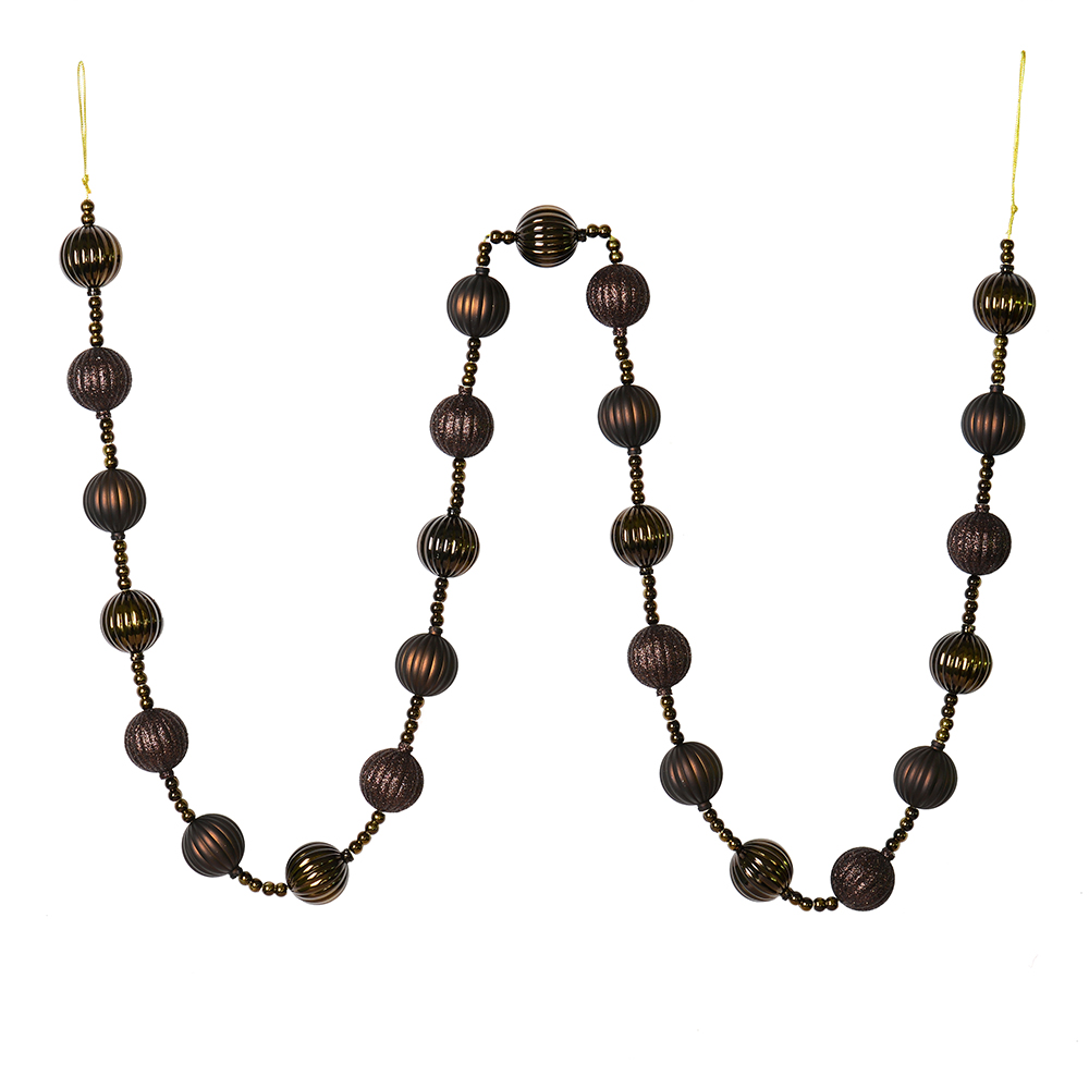 M183575 6 ft. Chocolate Stripe Ball Garland
