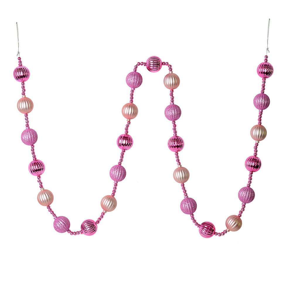 6 ft. Pink Stripe Ball Garland