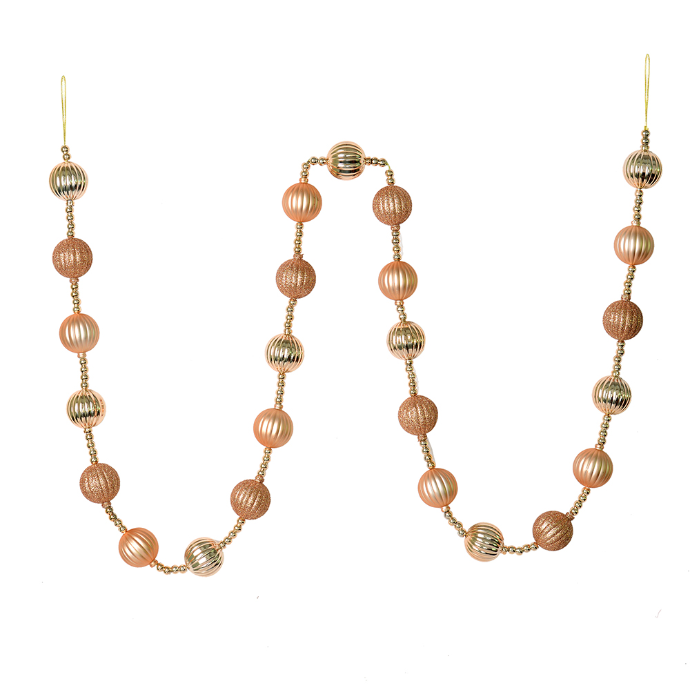 M183580 6 ft. Cafe Latte Stripe Ball Garland