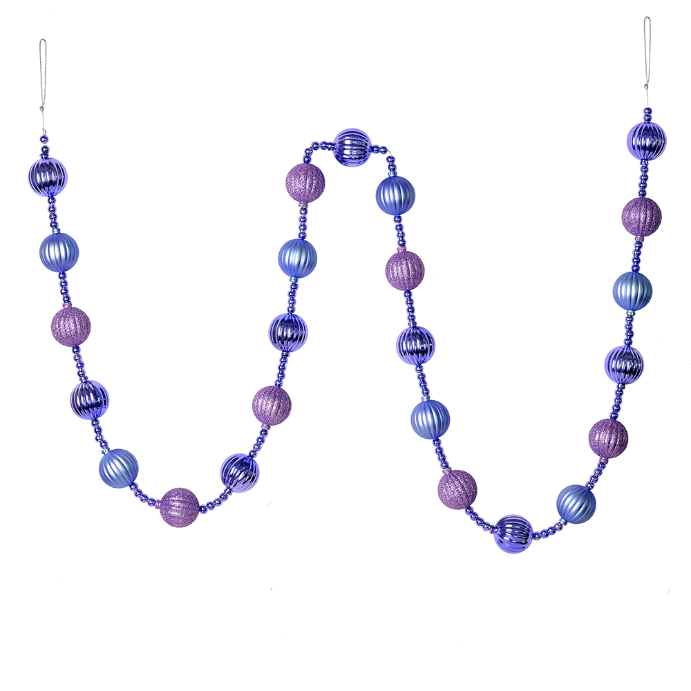 M183586 6 ft. Lavender Stripe Ball Garland