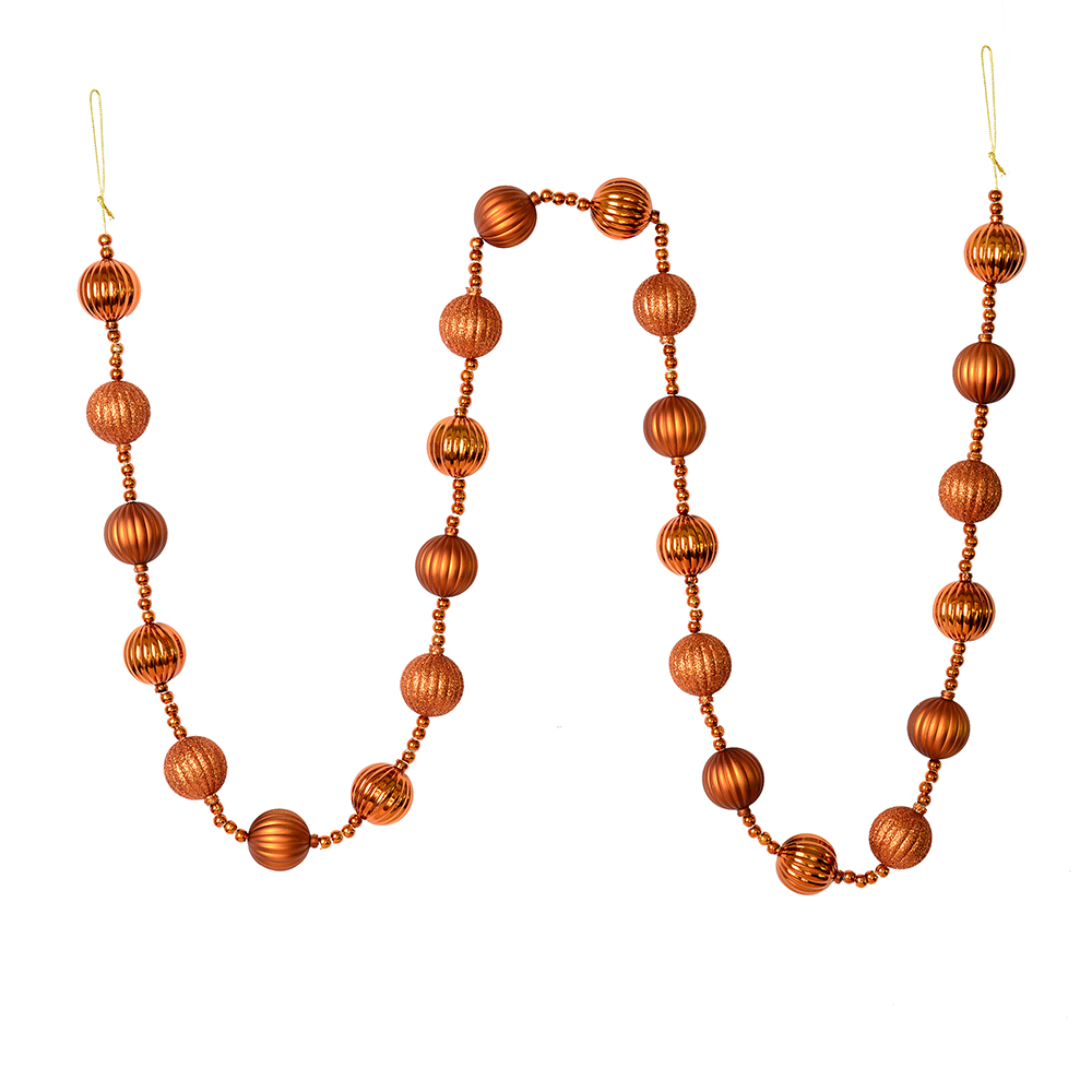 M183588 6 ft. Copper Stripe Ball Garland