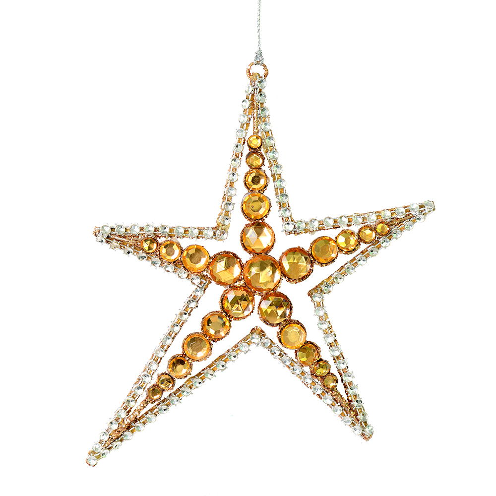M189058 6 in. Rose Gold Jewel Metal Sea Star Ornament  3 per Bag