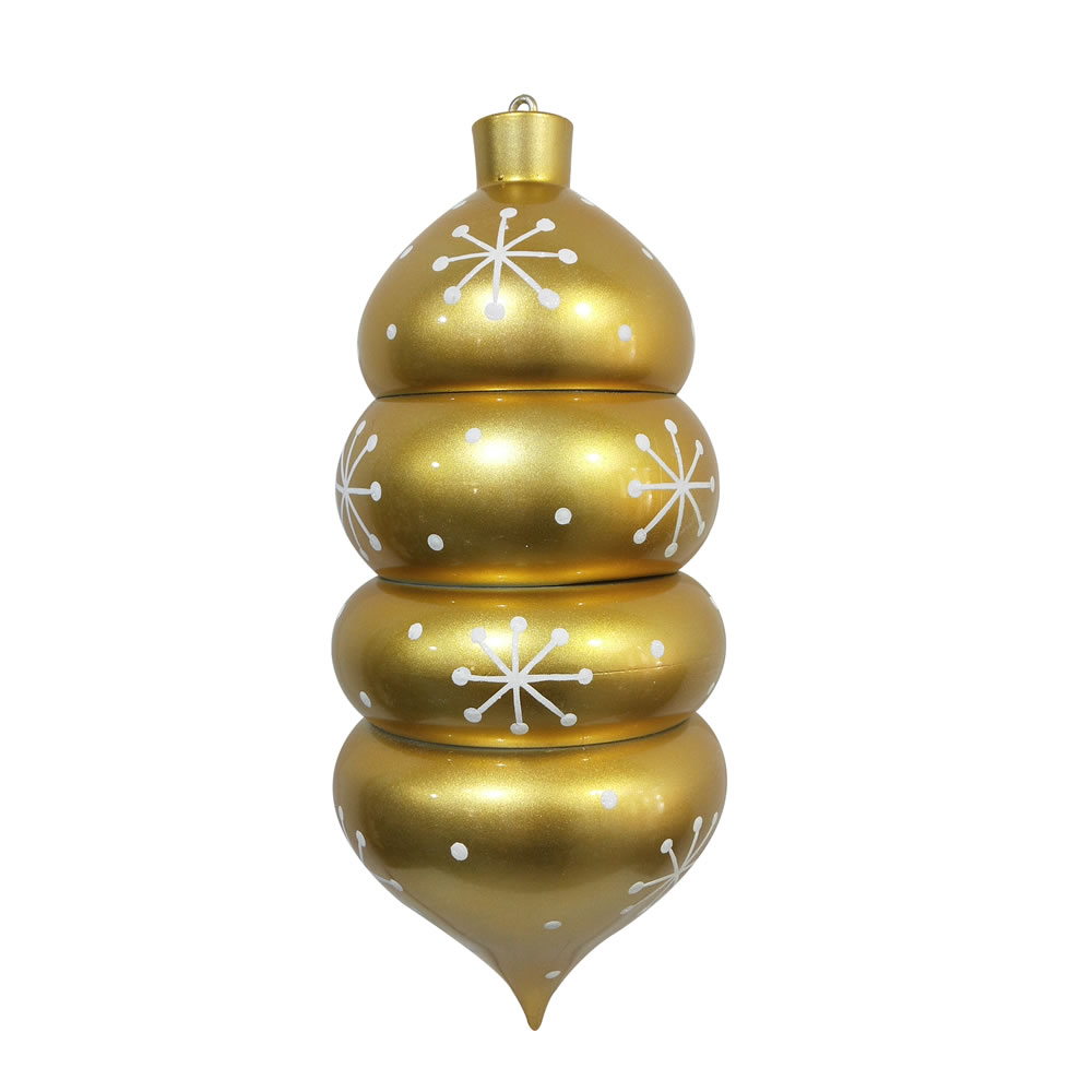 21.5 in. Gold Candy Droplet White Snowflake Ornament