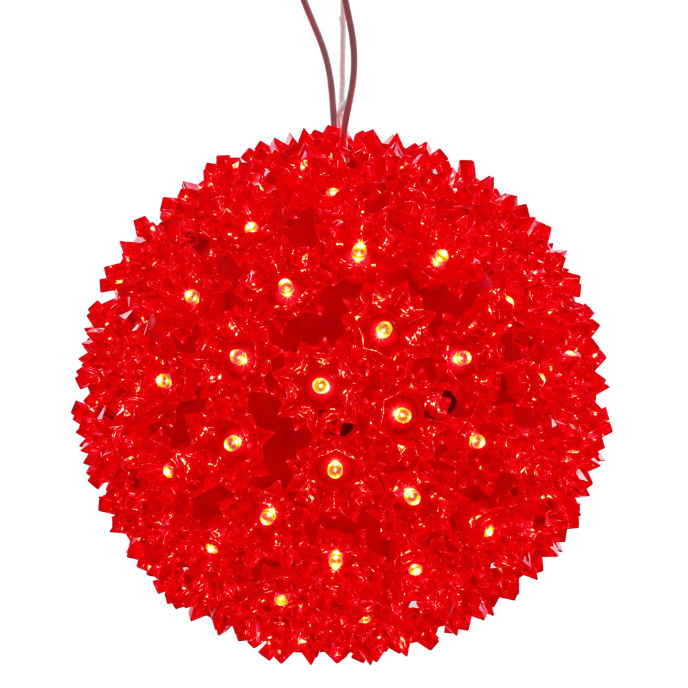 6 in. Starlight Sphere Christmas Ornament with Red Wide Angle 50 LED Light