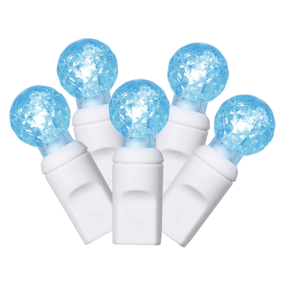 100 Light Turquoise G12 LED Light on White Wire with 4 in. Spacing & 34 ft. Christmas Light Strand End Connecting Set