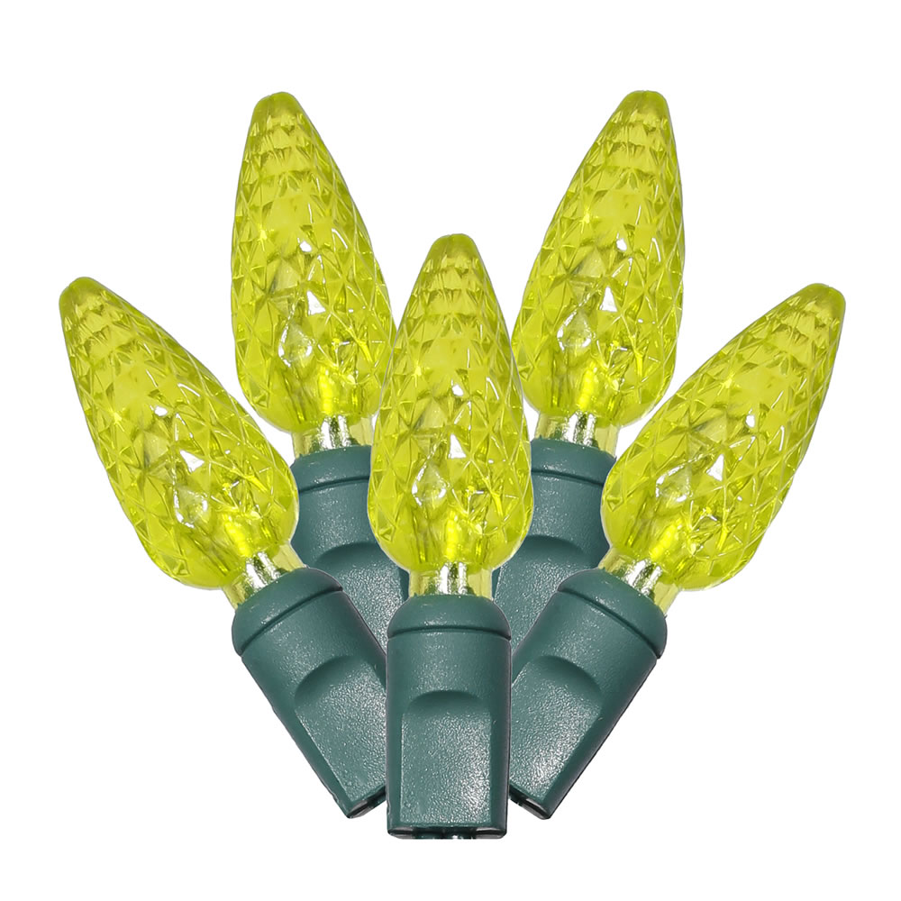 50 Light Lime C6 LED Light on Green Wire with 4 in. Spacing & 25 ft. Christmas Light Strand End Connecting Set