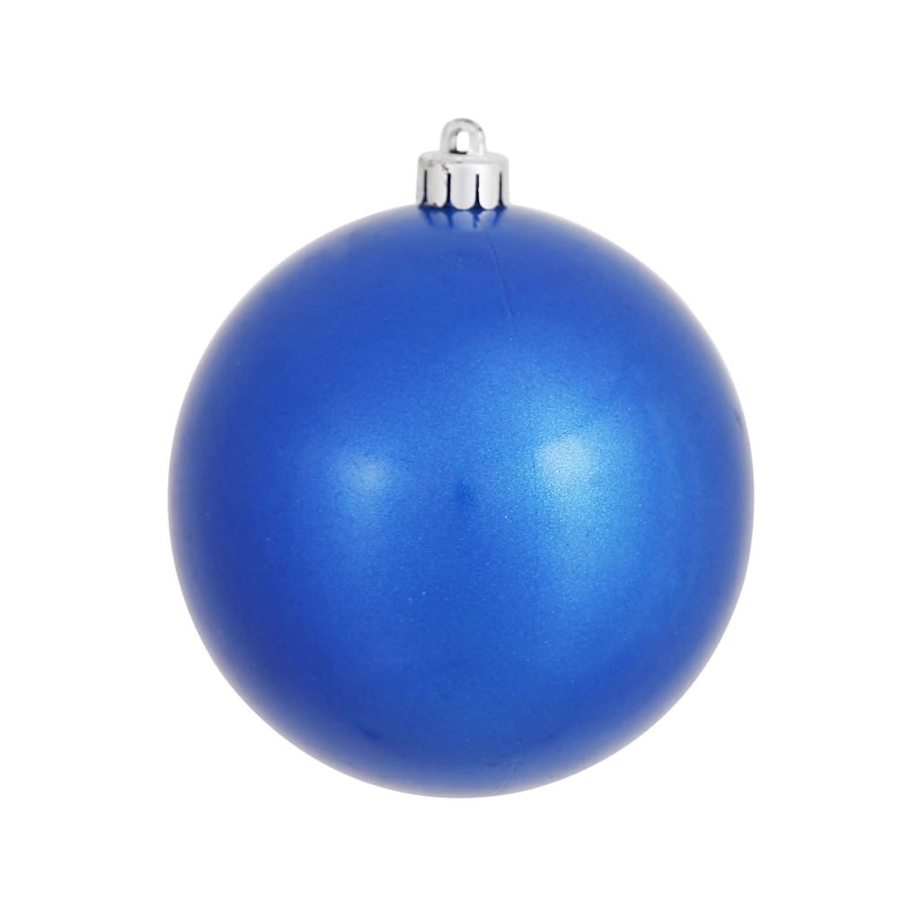 4 in. Blue Candy Ball Christmas Ornament with Drilled  6 per Bag