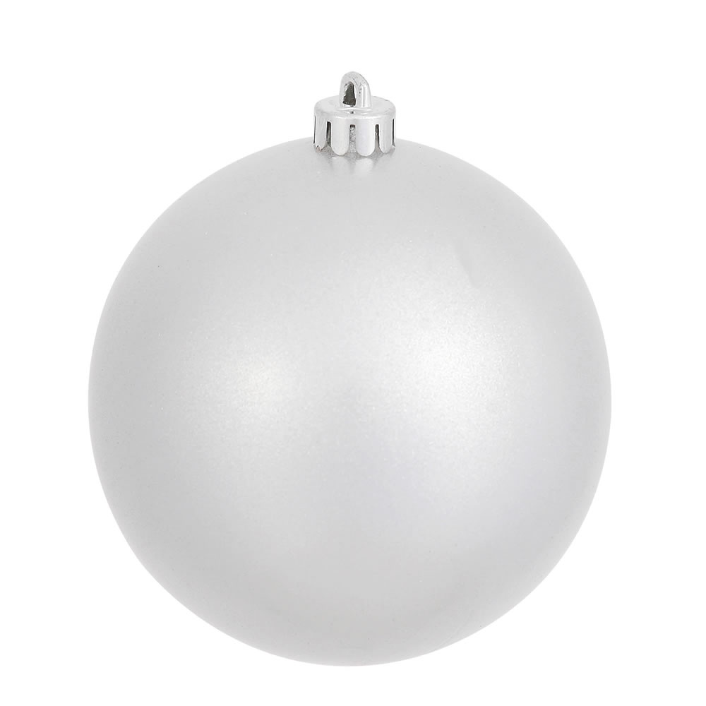 4 in. Silver Candy Ball Christmas Ornament with Drilled  6 per Bag