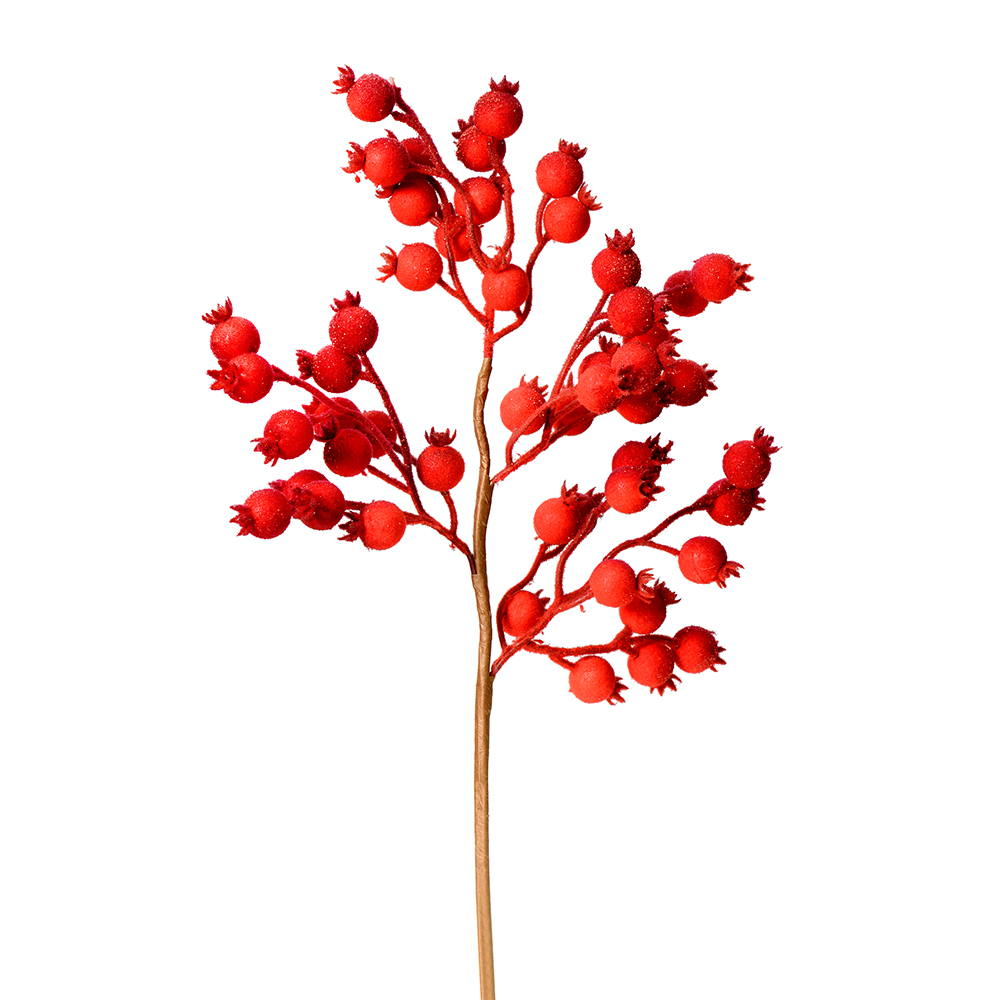 Vickerman 549995-17" Red Flocked Berry Spray (6 pack) (L183302)