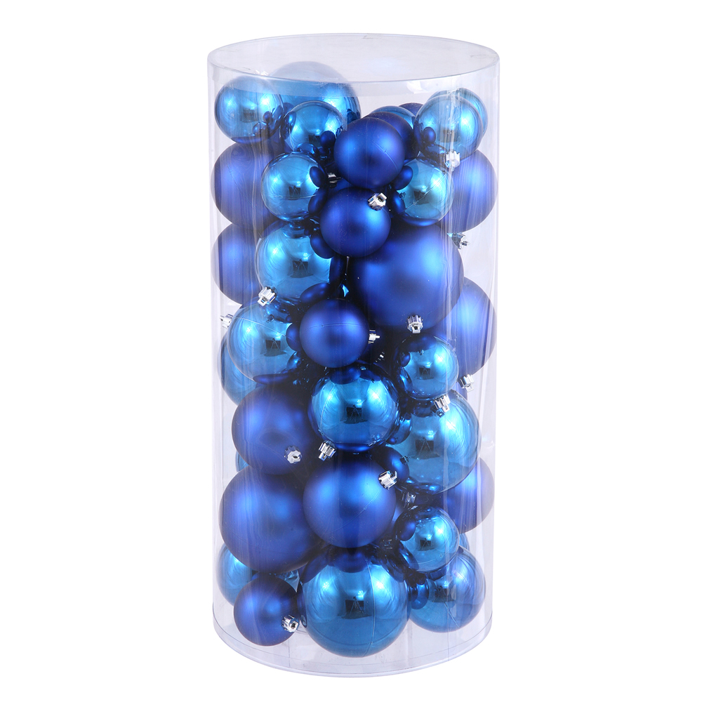 1.5 x 2 in. Blue Shiny & Matte Ball Christmas Ornament  50 per Box