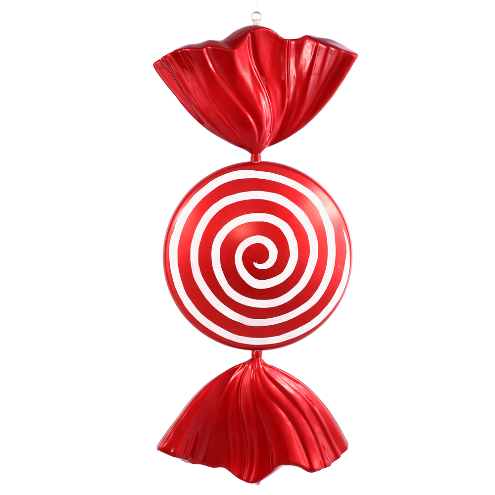 M110924 37 in. Red & White Flat Peppermint Candy Christmas Ornament