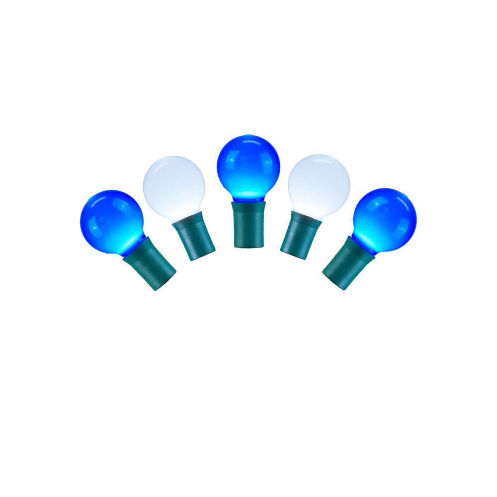 X8GCG42 25 Light Blue & White G30 LED Light on Green Wire with 8 in. Spacing & 16 ft. Christmas Light Strand