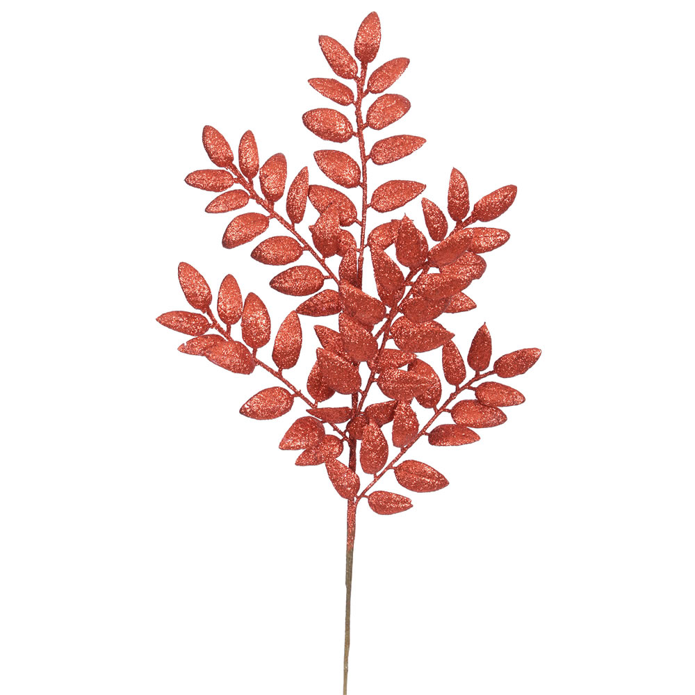 22 in. Red Glitter Honey Locust Artificial Christmas Spray, 6 per Bag
