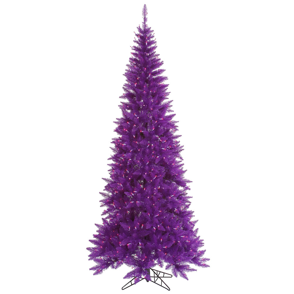 9 ft. x 46 in. Purple Fir Artificial Christmas Tree with 700 Purple LED Light & 1798 Tip Count
