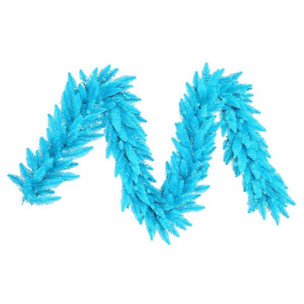 9 ft. x 14 in. Unlit Sky Blue Fir Garland with 250 Tip Count