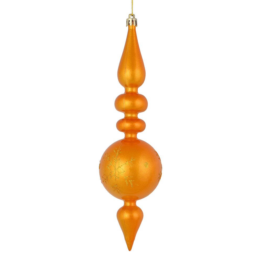10 in. Antique Gold Candy Glitter Snowflake Finial Ornament  4 per Bag