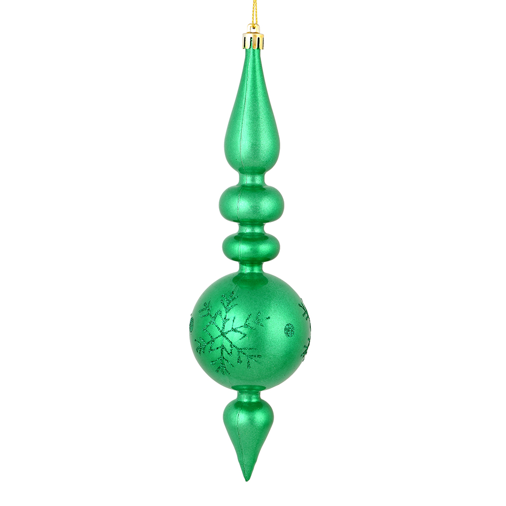 10 in. Seafoam Green Candy Glitter Snowflake Finial Ornament  4 per Bag