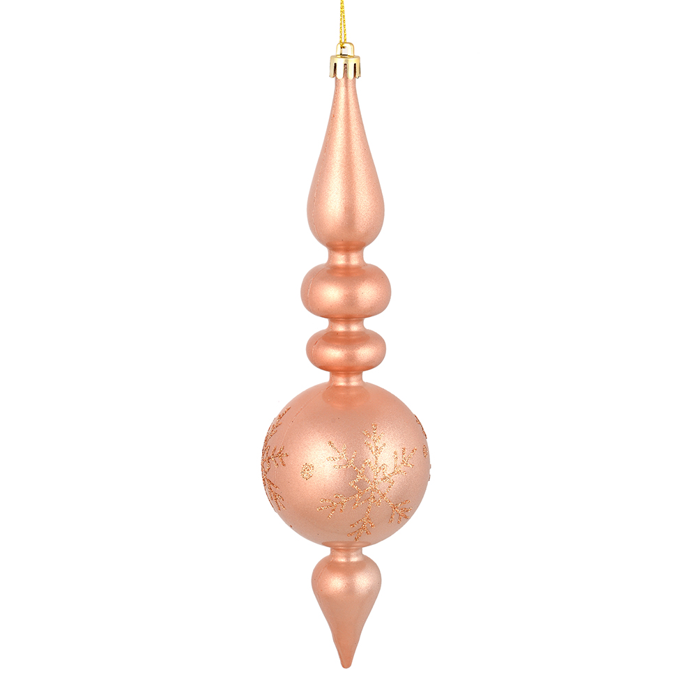 N186758D 10 in. Rose Gold Candy Glitter Snowflake Finial Ornament  4 per Bag