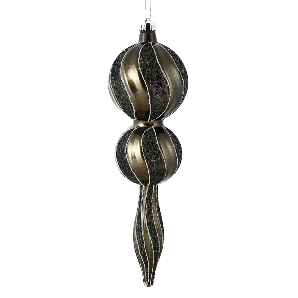 N186987D 16.5 in. Pewter Candy Glitter Finial Ornament
