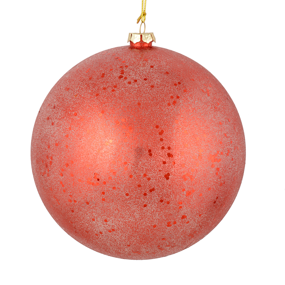 3 in. Red Glitter Clear Ball Ornament  12 per Bag