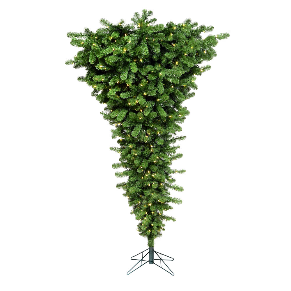 A107481LED 9 ft. x 78 in. Green Upside Down Artificial Christmas Tree with 1000 Warm White LED Light