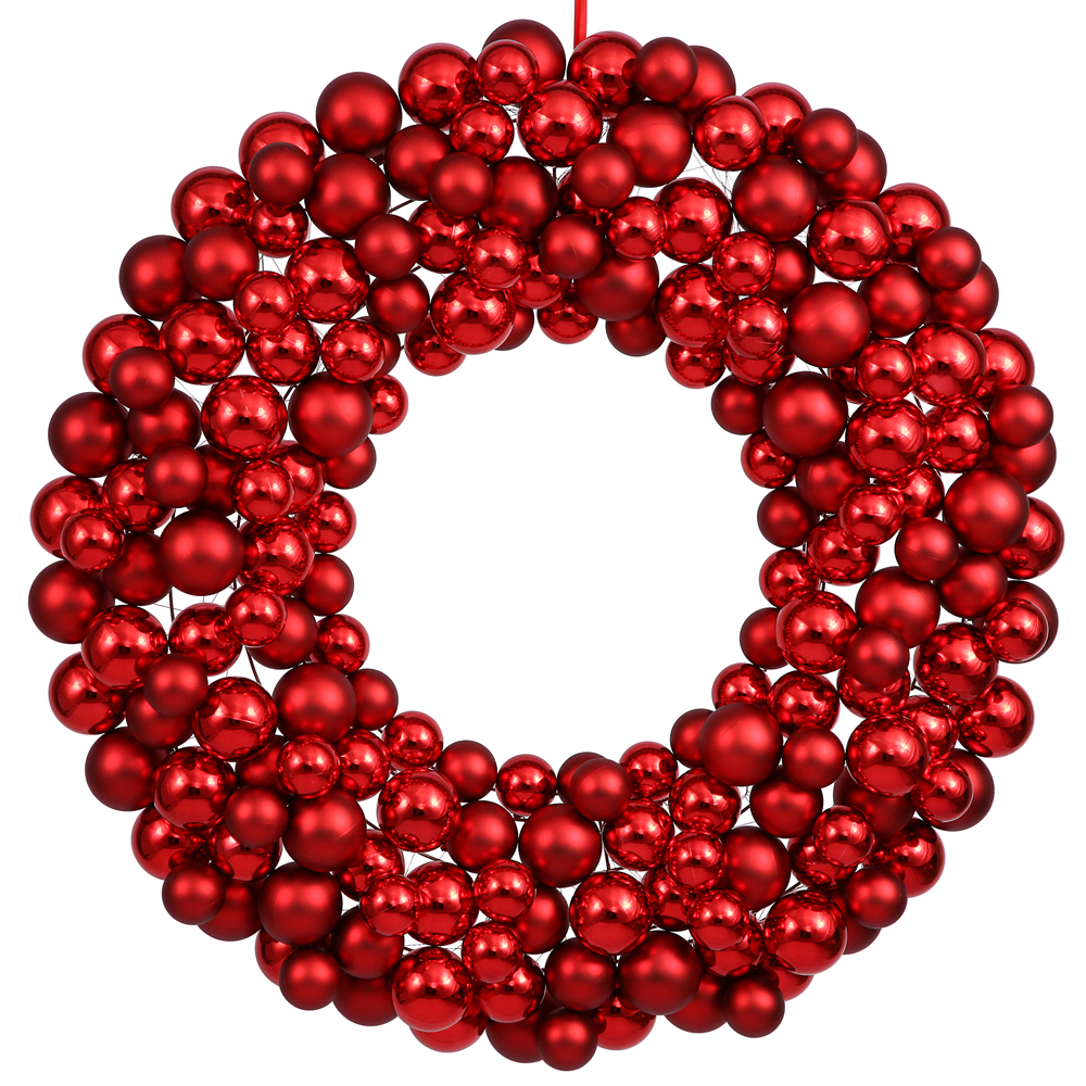 36 in. Red Colored Ball Wreath