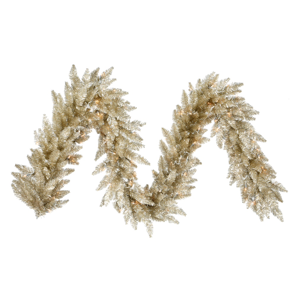 9 ft. x 14 in. Champagne Artificial Christmas Garland with 250 Tip Count