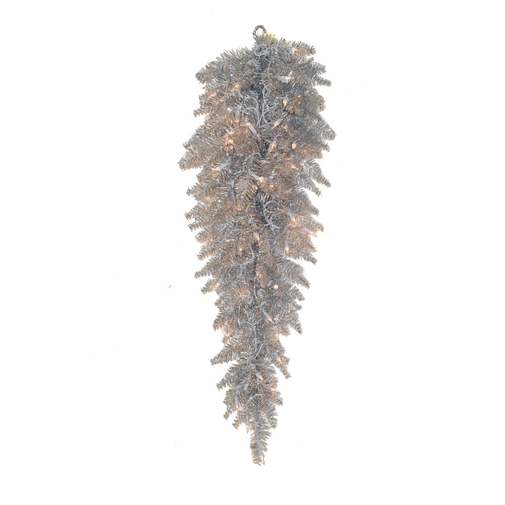K166907 36 in. Unlit Silver Fir Tear Drop with 96 Tip Count