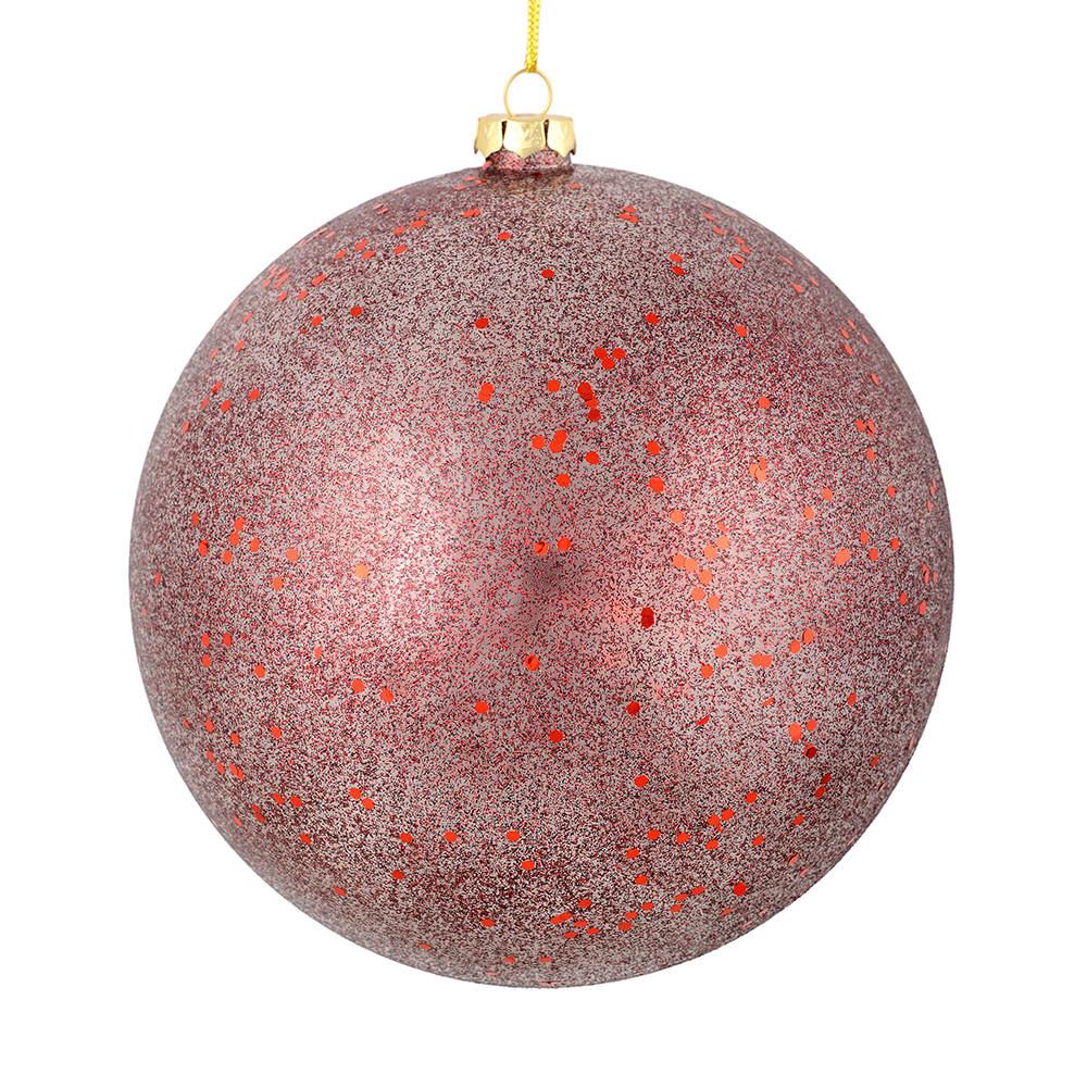 4 in. Burgundy Glitter Clear Ball Ornament  6 per Bag