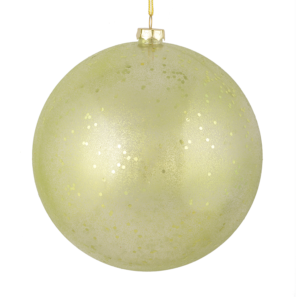 6 in. Celadon Glitter Clear Ball Ornament  4 per Bag