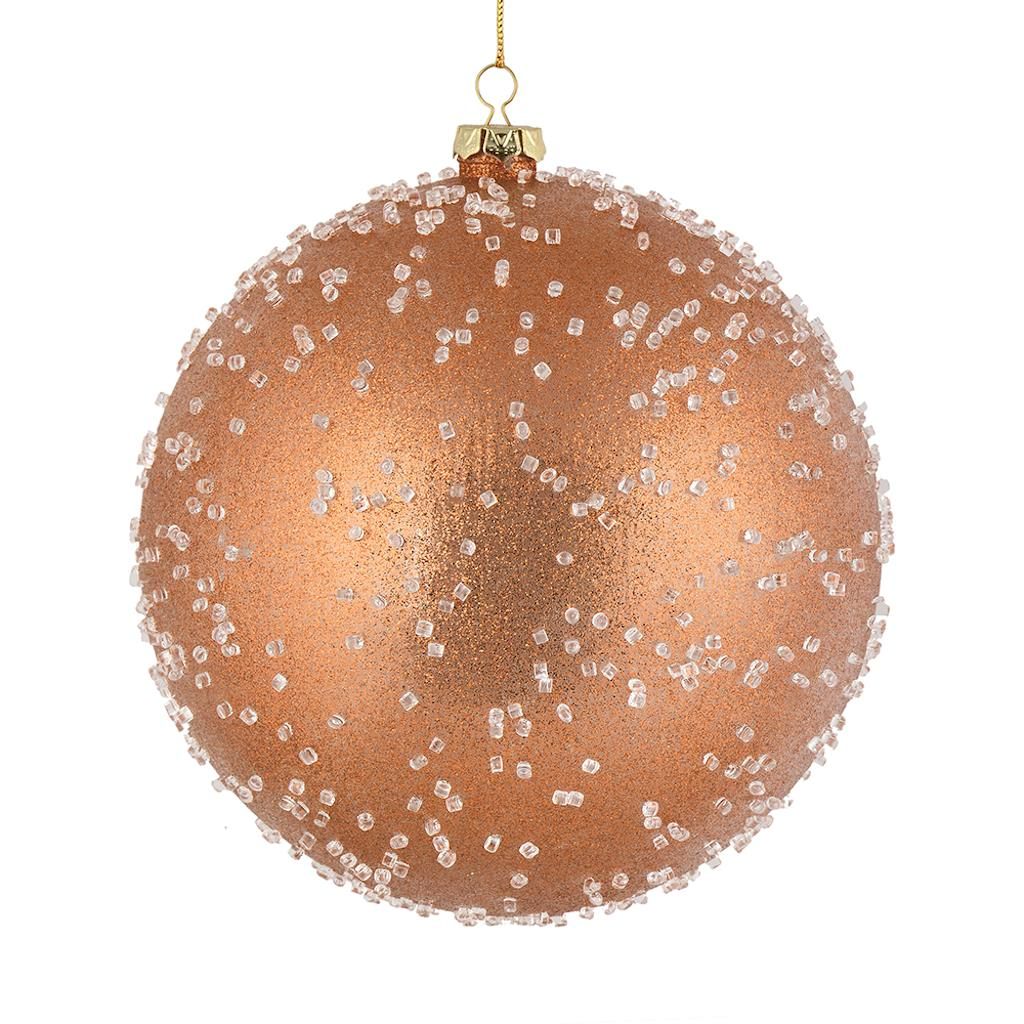 4 in. Rose Gold Ice Ball Ornament  6 per Bag
