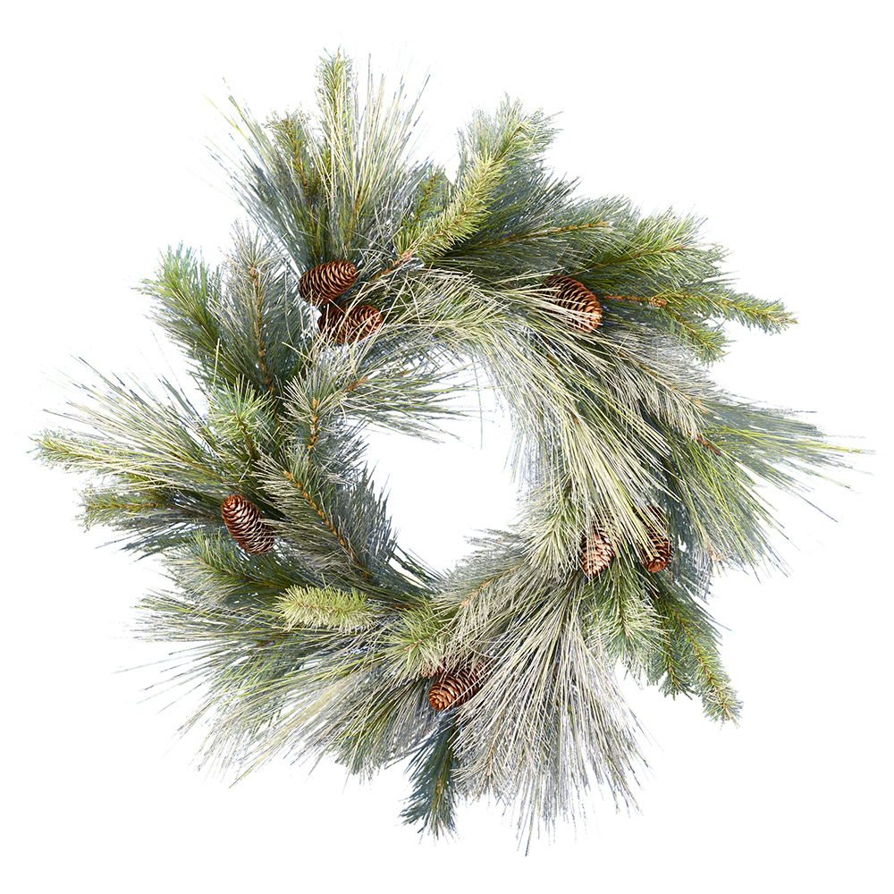 D182124 24 in. Frosted Myers Pine Wreath -  Vickerman