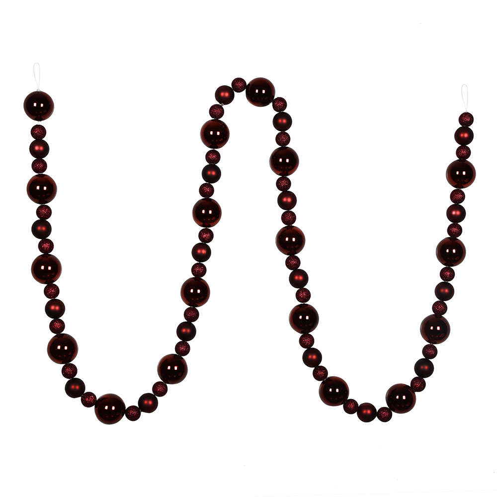 9 ft. Burgundy Assorted Ball Garland