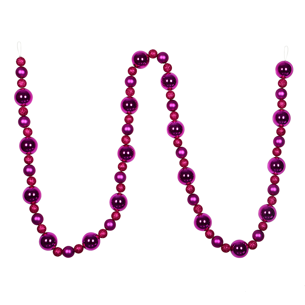 9 ft. Fuchsia Assorted Ball Garland