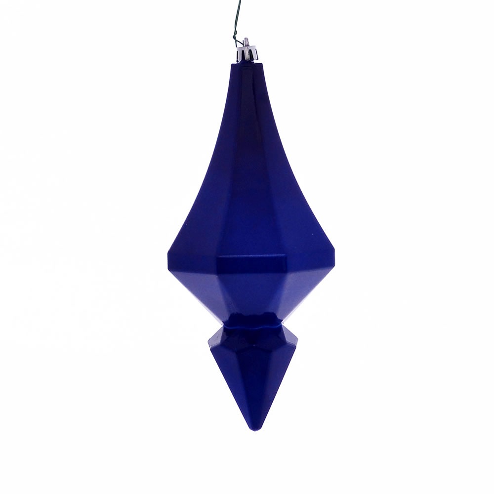 8 in. Blue Candy Diamond Finial Ornament - 2 per Bag