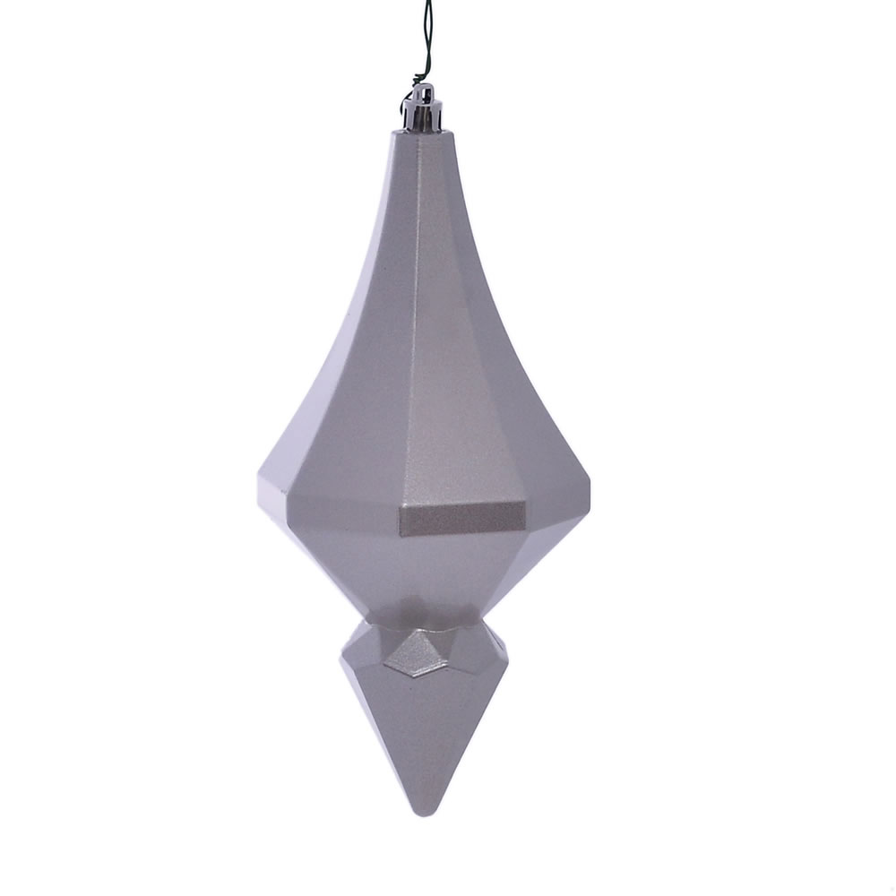 8 in. Silver Candy Diamond Finial Ornament - 2 per Bag
