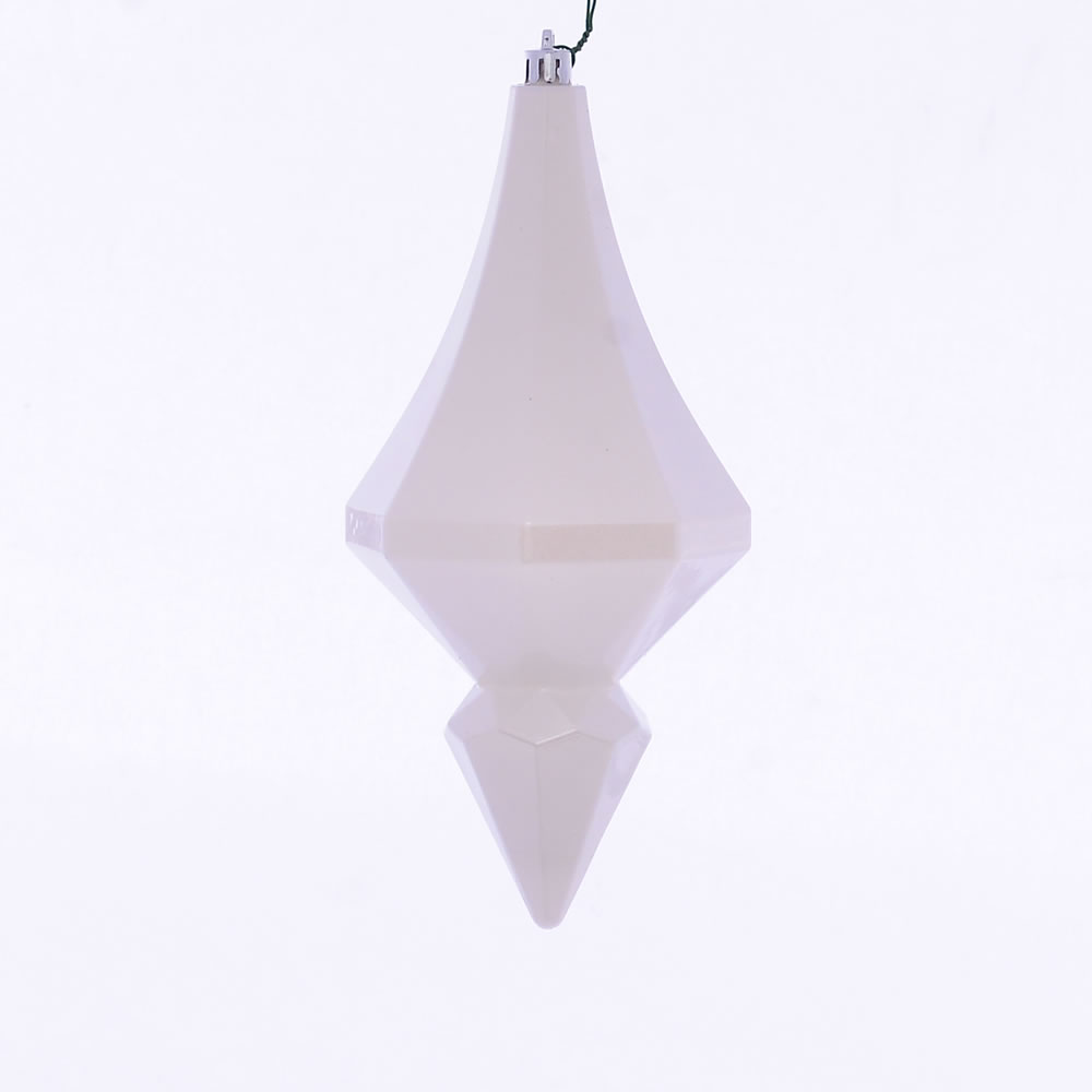 8 in. White Candy Diamond Finial Ornament - 2 per Bag