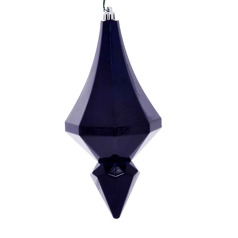 MC191031D 8 in. Midnight Blue Candy Diamond Finial Ornament - 2 per Bag