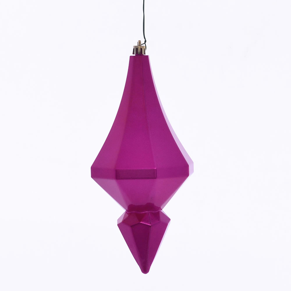8 in. Fuchsia Candy Diamond Finial Ornament - 2 per Bag