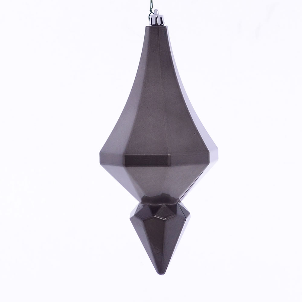 8 in. Gunmetal Candy Diamond Finial Ornament - 2 per Bag