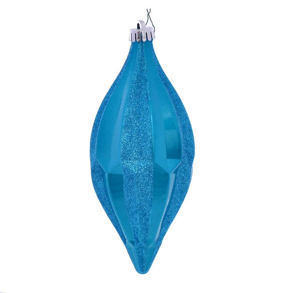 10 in. Turquoise Candy Glitter Shuttle Ornament - 2 per Bag