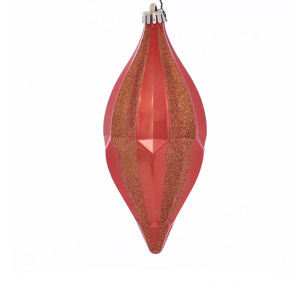 10 in. Brn Orange Candy Glitter Shuttle Ornament - 2 per Bag