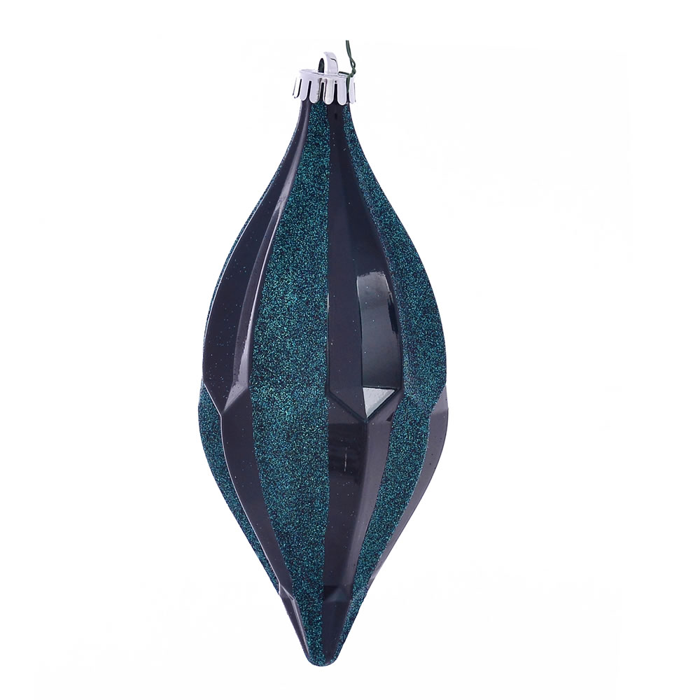 10 in. Sea Blue Candy Glitter Shuttle Ornament - 2 per Bag