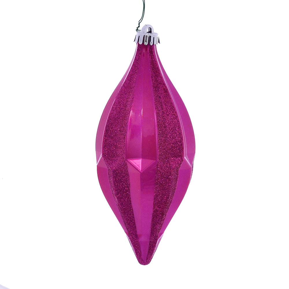 10 in. Fuchsia Candy Glitter Shuttle Ornament - 2 per Bag